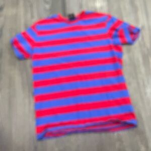 OVO October's Very Own Tee Shirt Striped Short Sleeves Casual Red Blue Medium